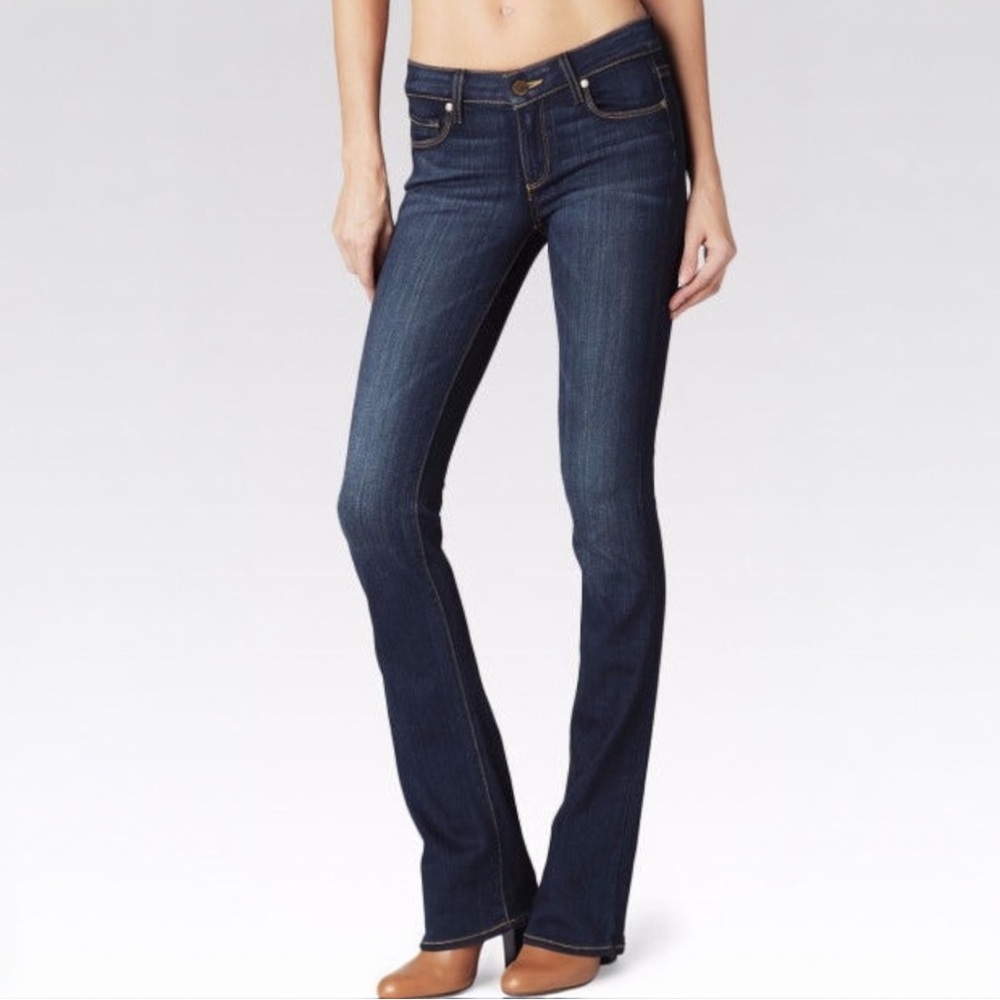 PAIGE Manhattan Mid Rise Flare Boot Cut Denim Jeans Dark Wash Size 29 Tall